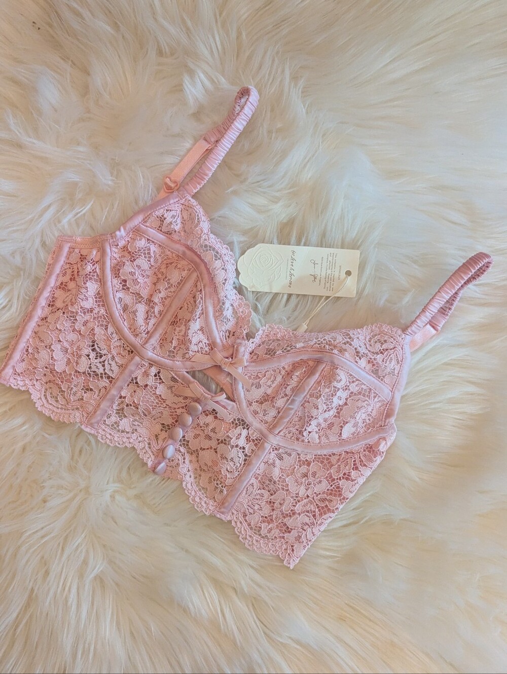 For Love And Lemons Pink Creamsicle Lace Bra Top